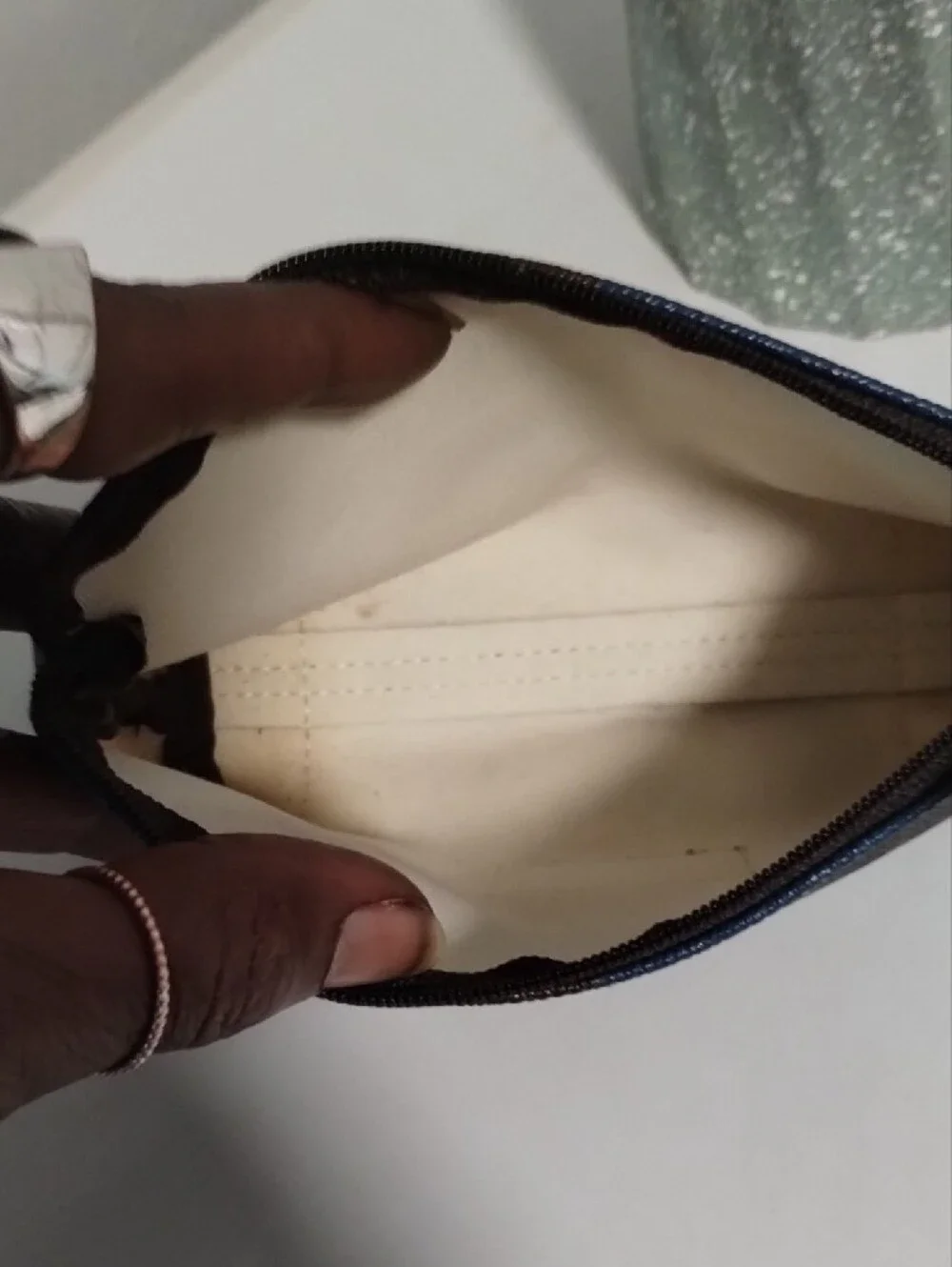 Dooney & Bourke Navy and Brown Striped Toiletry Pouch